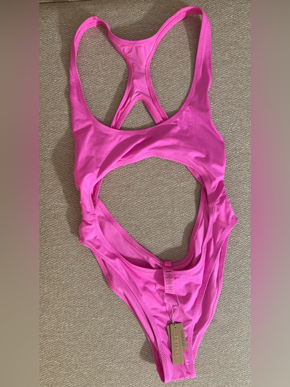 SKIMS Swims Bright Pink Girls' One-Piece Swim Bodysuit